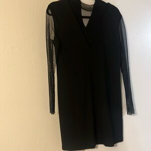 Long sleeve black mini dress